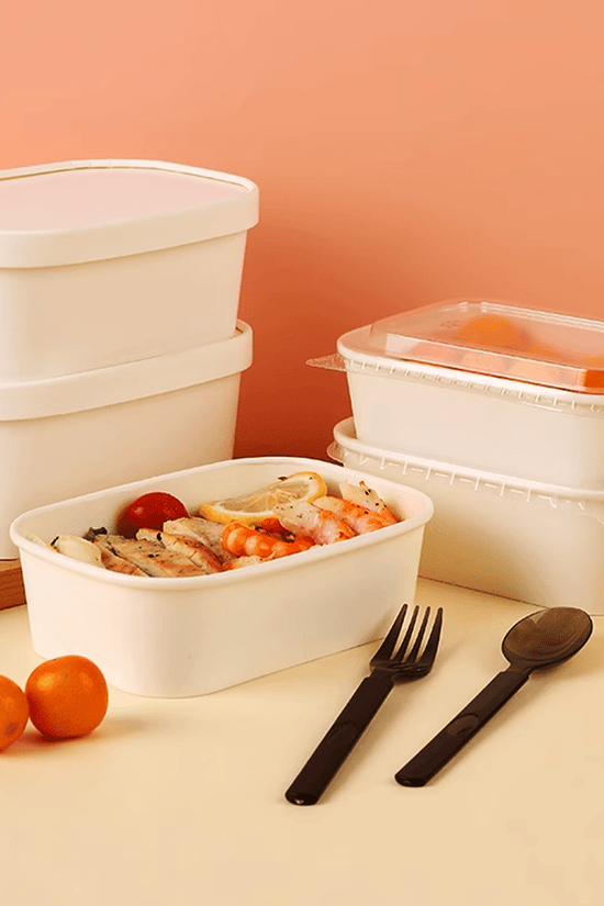650mL PLA Coated White Rectangular Container - TEM IMPORTS™