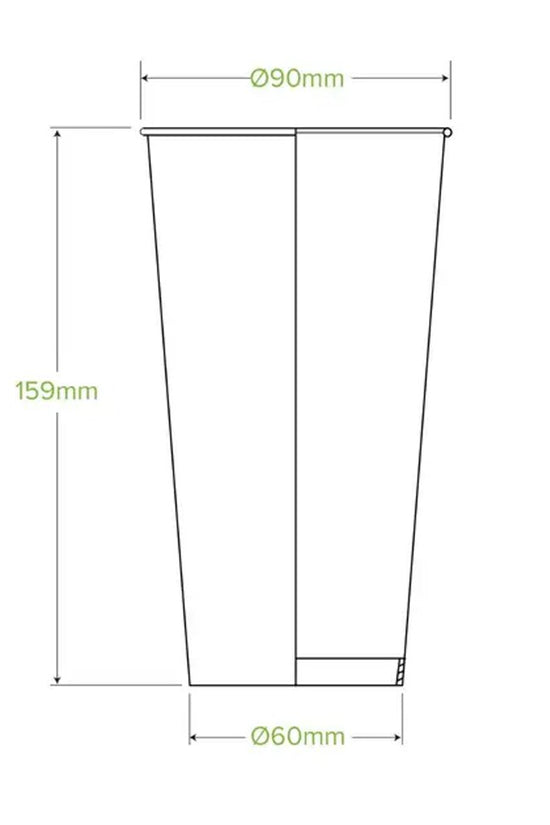 650mL/22oz (90mm) White Cold Paper BioCup - 1000/CTN - TEM IMPORTS™