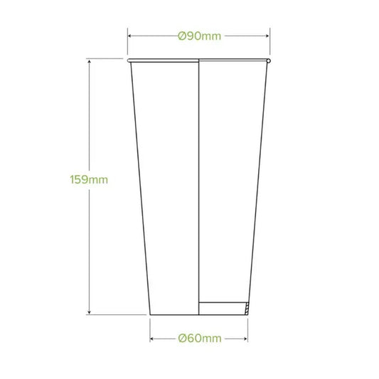 650mL/22oz (90mm) White Cold Paper BioCup - 1000/CTN - TEM IMPORTS™