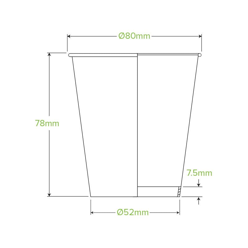 6oz/230mL (80mm) Kraft Green Stripe Single Wall BioCup - 1000pcs/Ctn - TEM IMPORTS™