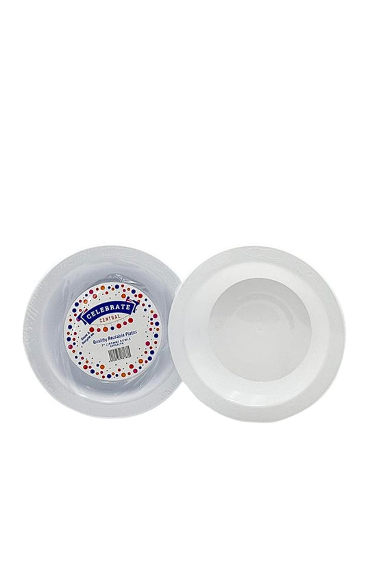7"/180mm Premium White Reusable Plastic Round Bowl - 25/PK - TEM IMPORTS™