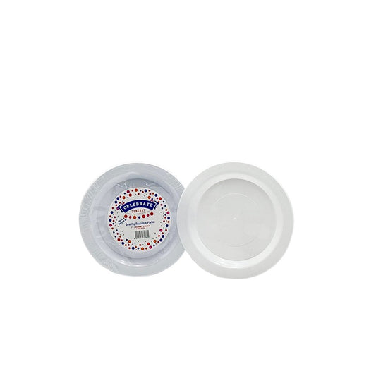 7"/180mm Premium White Reusable Plastic Round Plates - 25/PK - TEM IMPORTS™