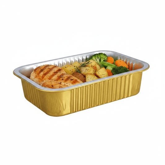 750mL Aluminium Gold & Silver Seires Pan Rectangular Base - 1000/Ctn - TEM IMPORTS™