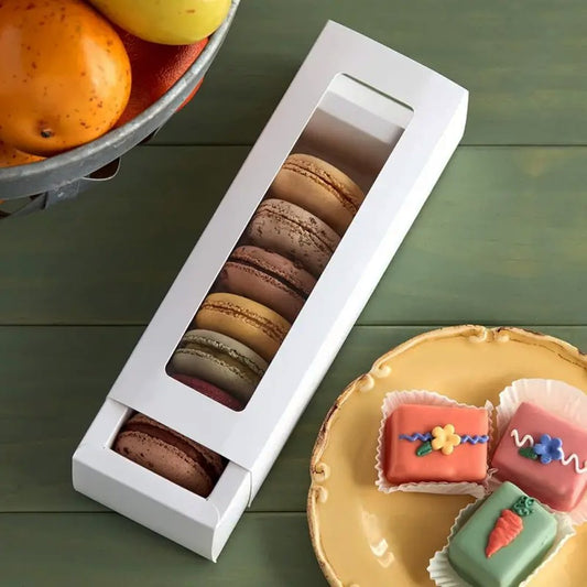 8 Macarons White Paper Box With Window - TEM IMPORTS™