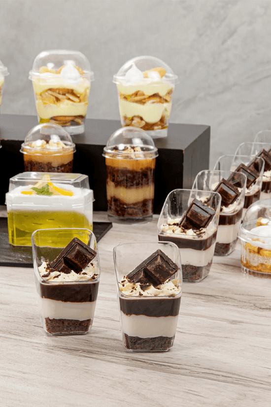 80mL Clear Mini Square Slanted Shape Dessert Cup - TEM IMPORTS™
