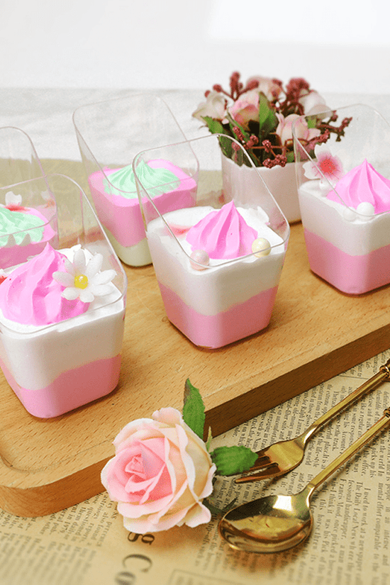 80mL Clear Mini Square Slanted Shape Dessert Cup - TEM IMPORTS™
