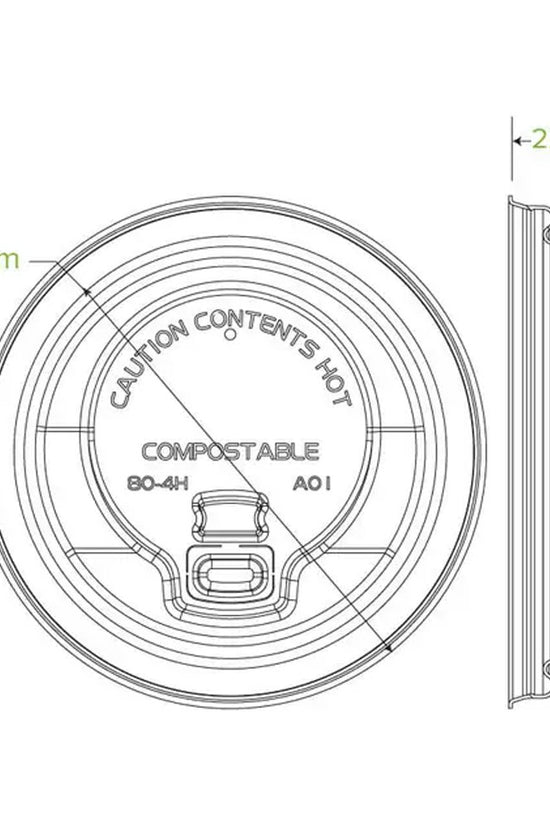 80mm Small White Reclosable Plant Fibre Lid - 1000/CTN - TEM IMPORTS™