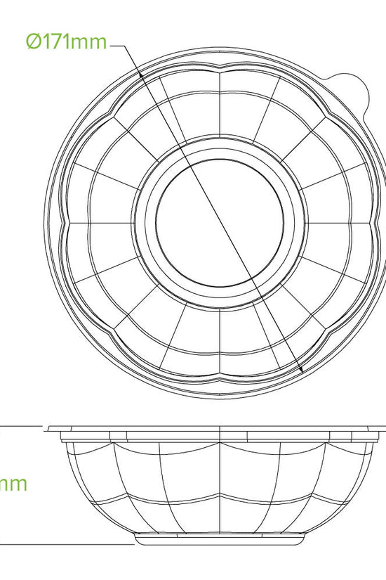 840mL / 24oz Clear Salad BioBowl - 450/CTN - TEM IMPORTS™
