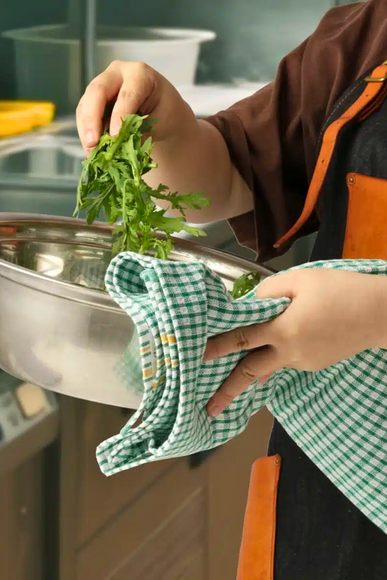 KH Megachef® Checked Teatowel 50cmx70cm - Green (Pack of 12)