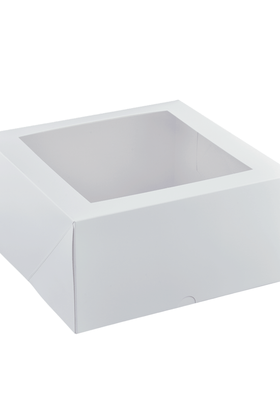 9 Inch Deep Square Patisserie White Window Box - 100/CTN - TEM IMPORTS™