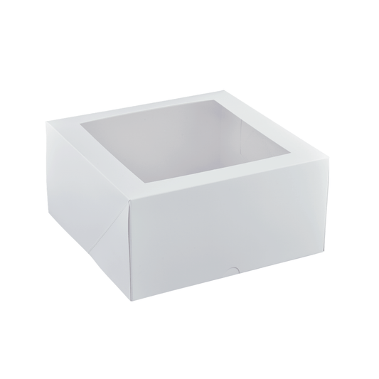 9 Inch Deep Square Patisserie White Window Box - 100/CTN - TEM IMPORTS™