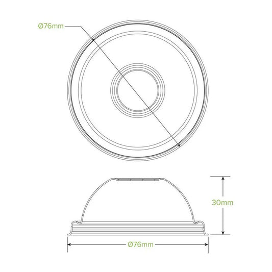 90mL / 3oz Plant Fibre Dome Ice Cream BioCup Lid - 1000/CTN - TEM IMPORTS™