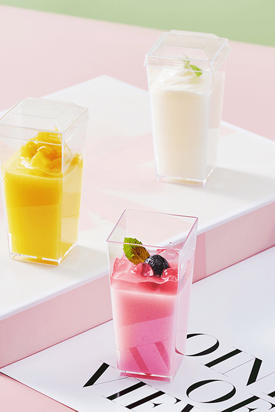 90mL Clear Mini Tall Square Cube Dessert Cup Base - TEM IMPORTS™