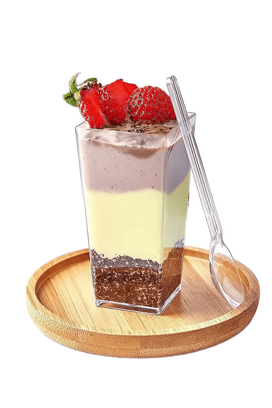 90mL Clear Mini Tall Square Cube Dessert Cup Base - TEM IMPORTS™