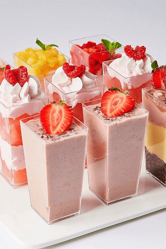 90mL Clear Mini Tall Square Cube Dessert Cup Base - TEM IMPORTS™