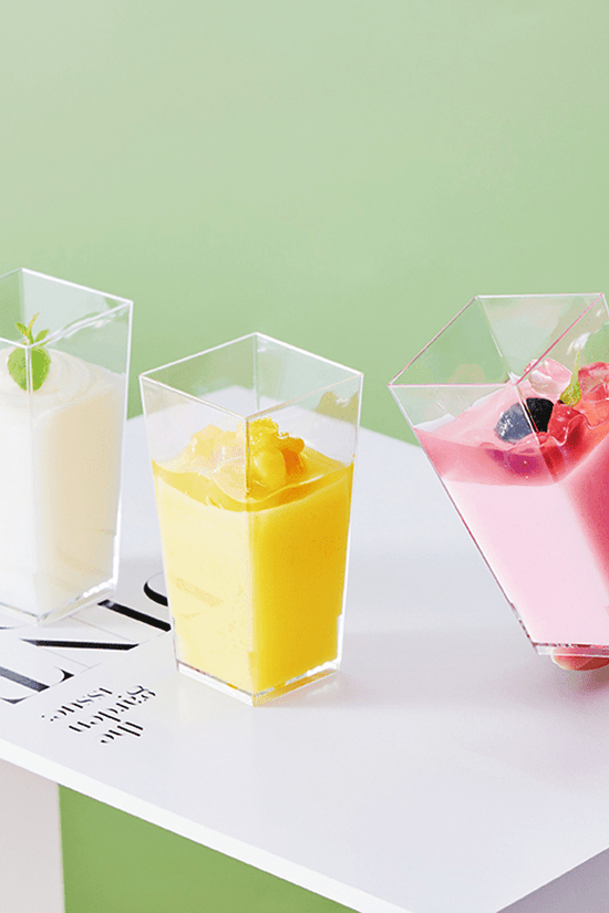 90mL Clear Mini Tall Square Cube Dessert Cup Base - TEM IMPORTS™