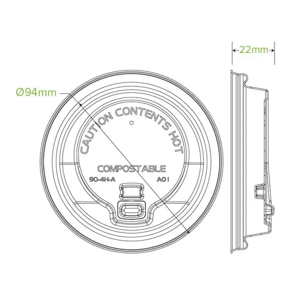 90mm Large Natural Reclosable Plant Fibre Lid - 1000/CTN - TEM IMPORTS™