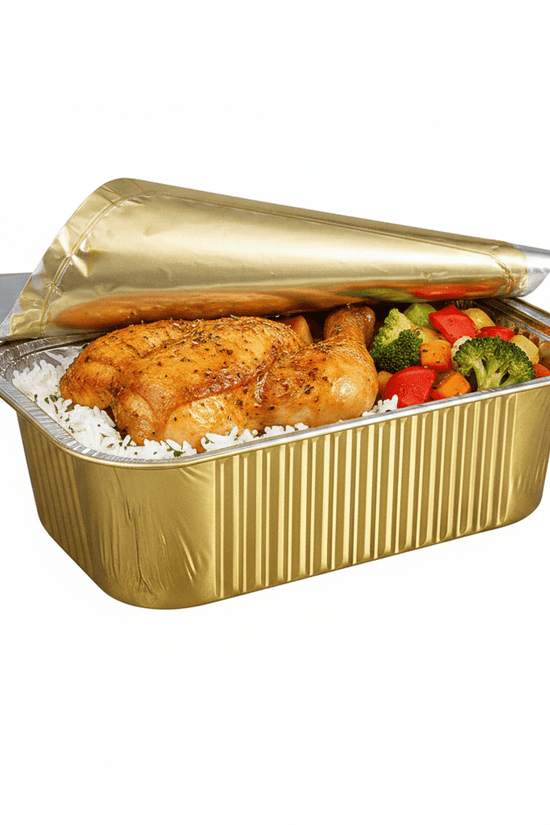 930mL Aluminium Gold & Silver Seires Pan Rectangular Base - 1000/Ctn - TEM IMPORTS™