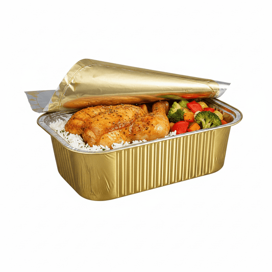 930mL Aluminium Gold & Silver Seires Pan Rectangular Base - 1000/Ctn - TEM IMPORTS™