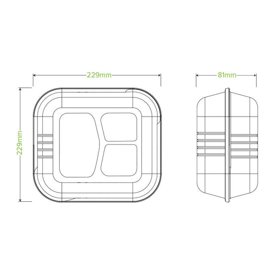 9x9x3" 3 Compartment White Plant Fibre Clamshell - 200pcs/Ctn - TEM IMPORTS™