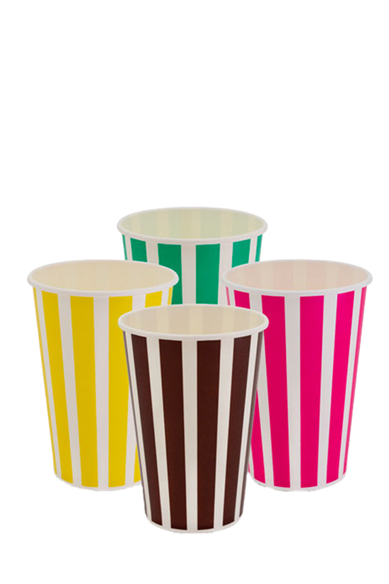 16oz/475mL (D/90mm) Candy Stripe Paper Cold Cup