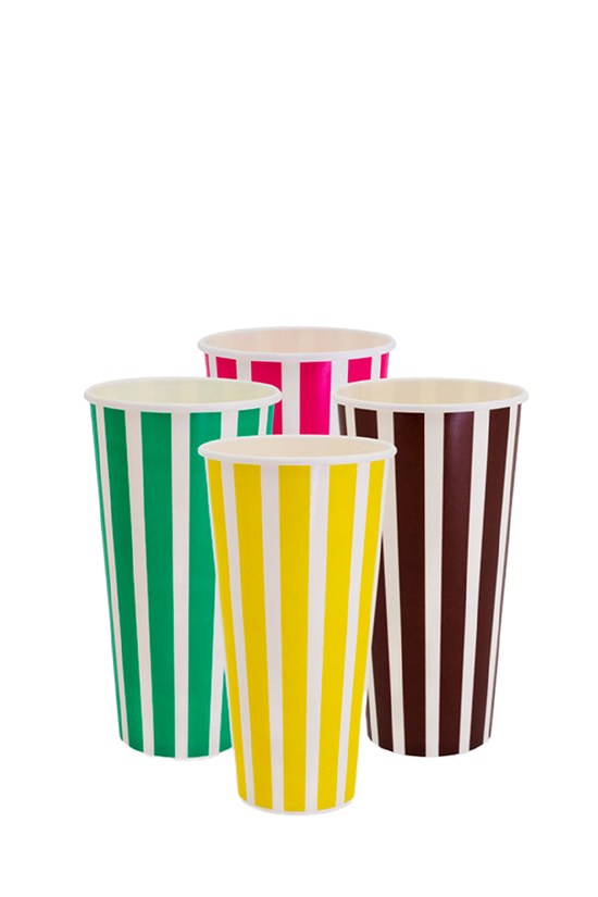 22oz/650mL (D/90mm) Candy Stripe Paper Cold Cup
