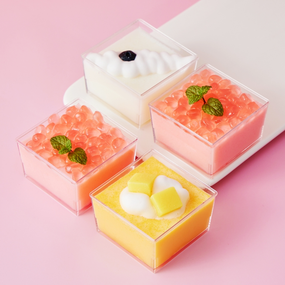 150mL Clear Mini Short Square Dessert Cup Base