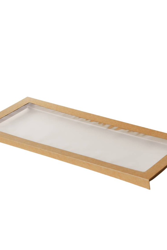 Kraft Rectangle Catering Tray Window Lid - Suit Large Tray