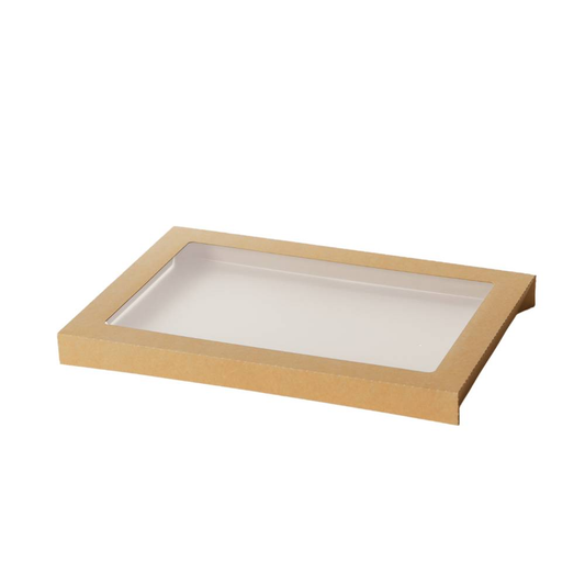 Kraft Rectangle Catering Tray Window Lid - Suit Medium Tray