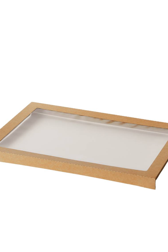 Kraft Rectangle Catering Tray Window Lid - Suit Medium Plus Tray