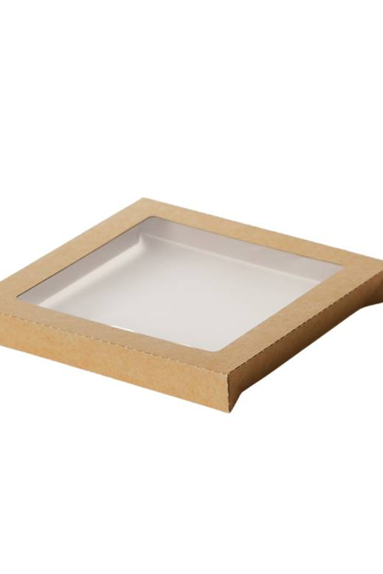 Window Lid To Suit Large Square Kraft Catering Tray - 100/CTN