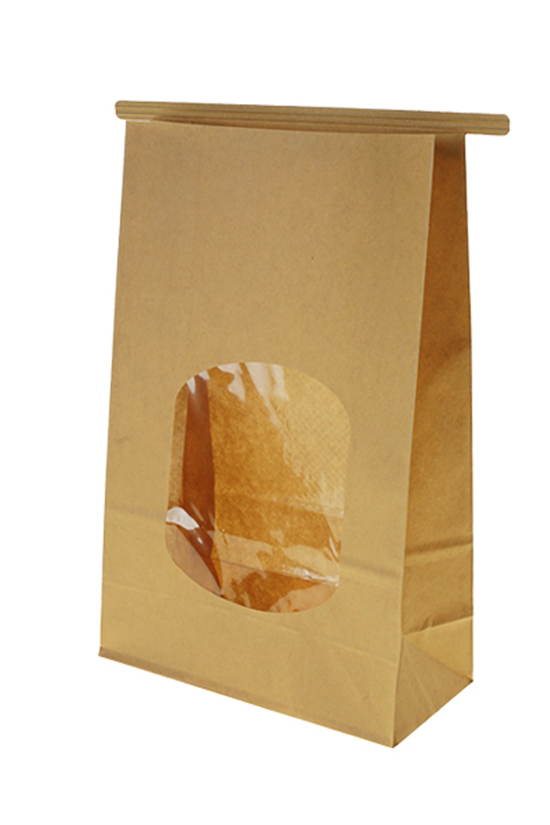 Large Kraft Window Tin-Tie Paper Bag - 400/CTN