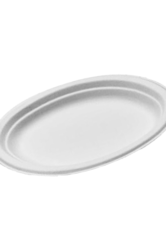 Small White Oval Sugarcane Plate - 500/CTN - TEM IMPORTS™