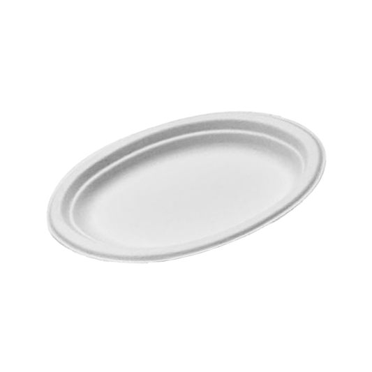 Small White Oval Sugarcane Plate - 500/CTN - TEM IMPORTS™