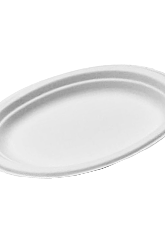 Large White Oval Sugarcane Plate - 500/CTN - TEM IMPORTS™