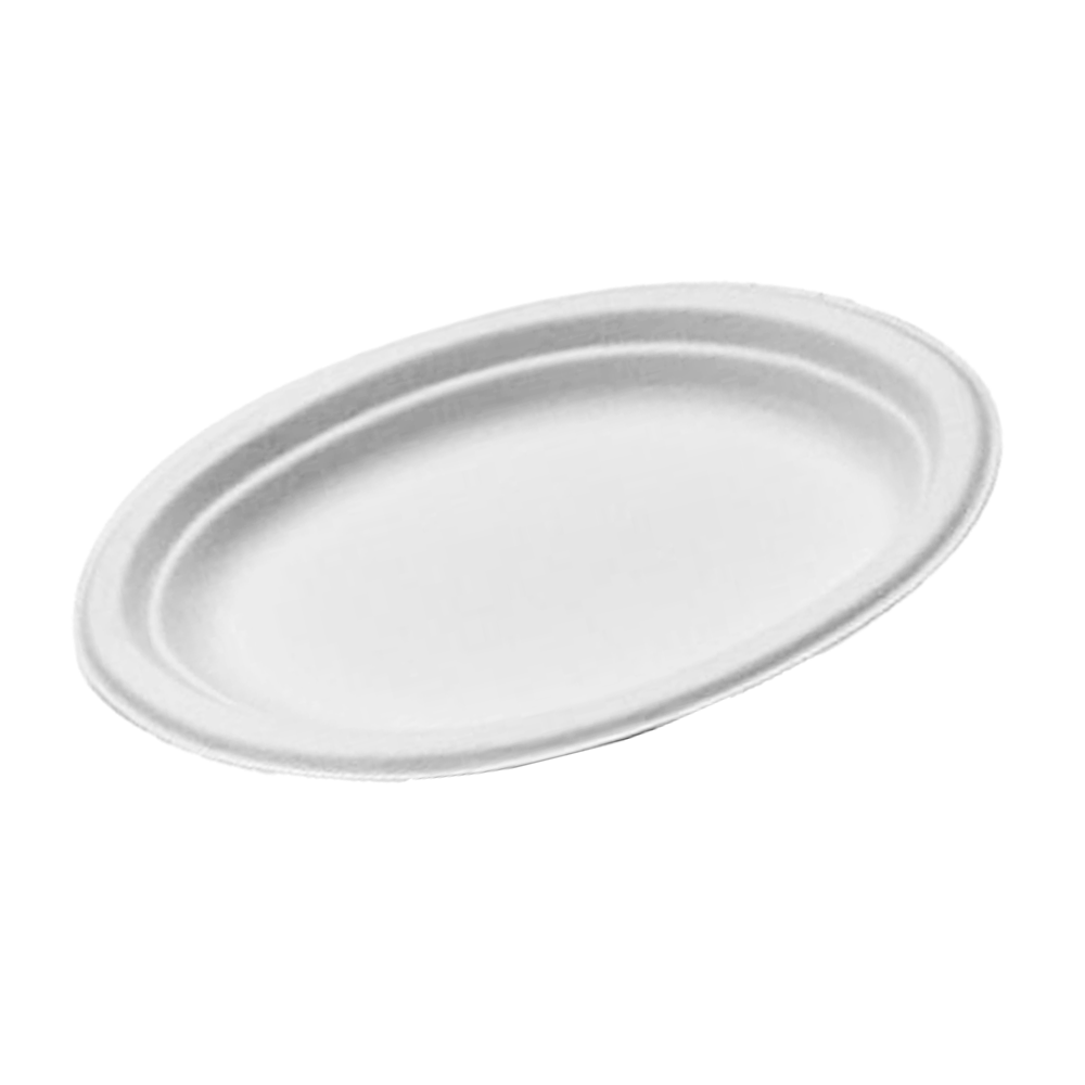 Large White Oval Sugarcane Plate - 500/CTN - TEM IMPORTS™