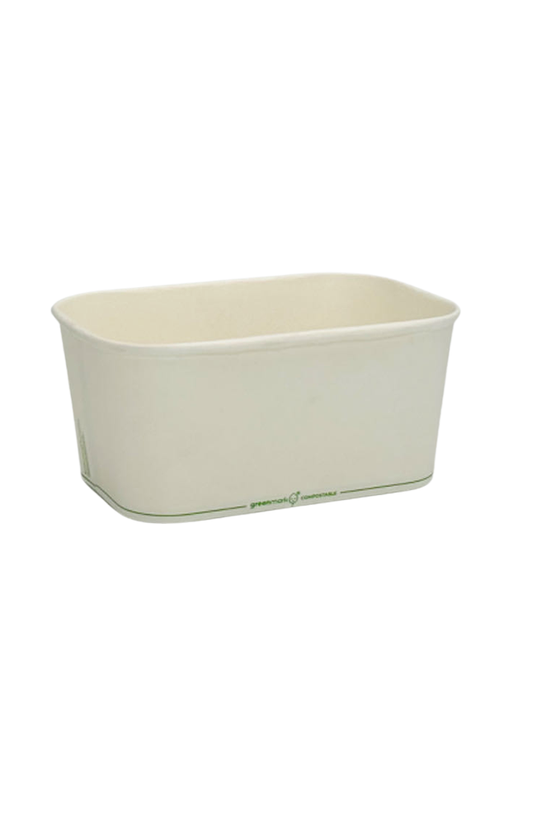 1000mL PLA Coated White Rectangular Container