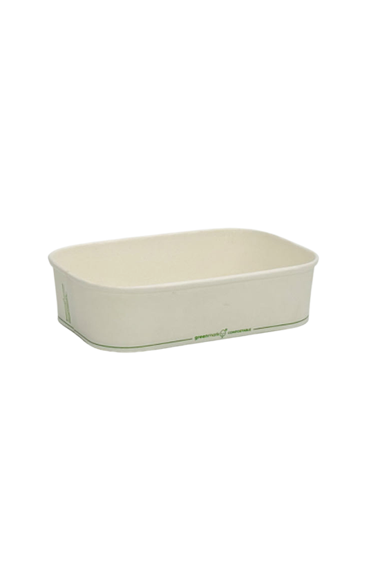 500mL PLA Coated White Rectangular Container