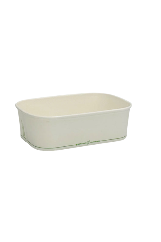 650mL PLA Coated White Rectangular Container
