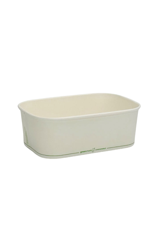 750mL PLA Coated White Rectangular Container