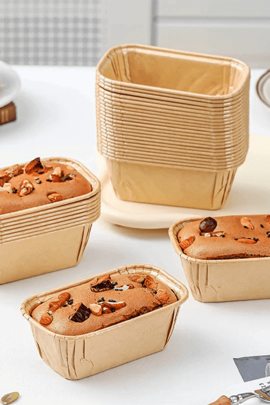 Baking Pan Muffin Rectangular Paper Liner Cases - Kraft - TEM IMPORTS™