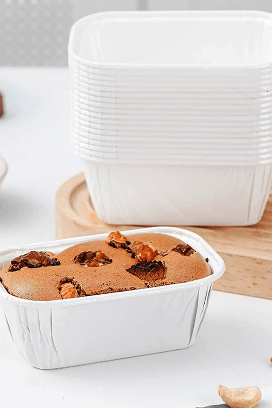 Baking Pan Muffin Rectangular Paper Liner Cases - White - TEM IMPORTS™