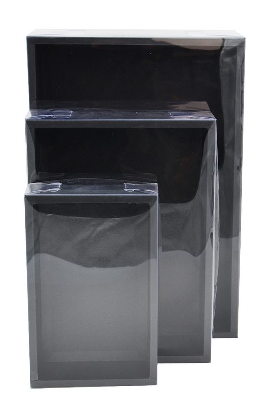 Medium Rectangular Black Paper Box With Clear Lid H80 - Pack of 25