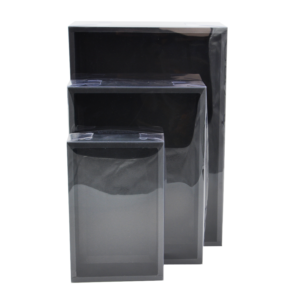 Medium Rectangular Black Paper Box With Clear Lid H80 - Pack of 25