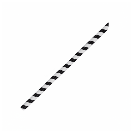 8mm Black Stripe Slant Cut Paper Drinking Straws - 2500/CTN