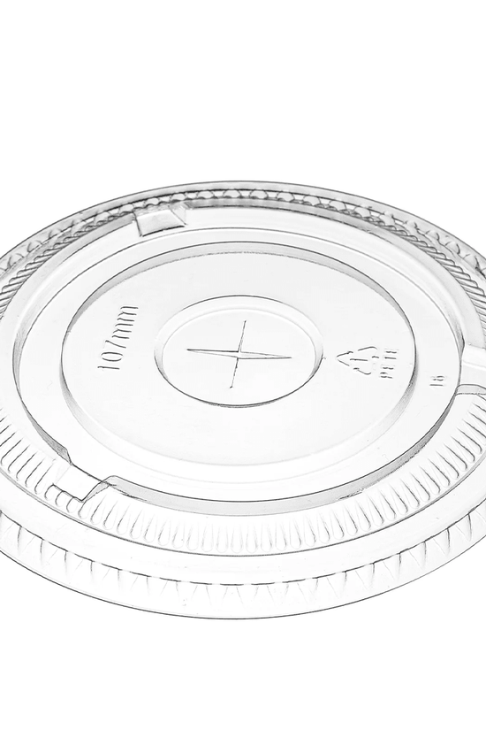 Clear PET (D/107mm) Flat Lid X Slot Hole - TEM IMPORTS™