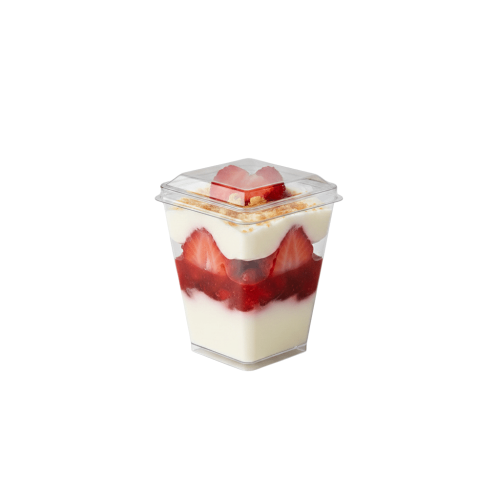 Clear PET Lid To Suit 160mL Square Dessert Cup - TEM IMPORTS™