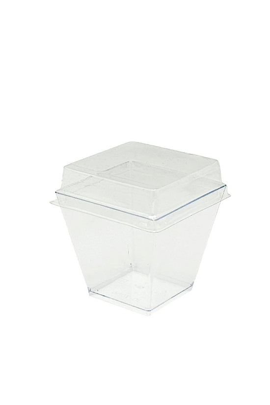 Clear PET Lid To Suit 200mL & 140mL Square Dessert Cup - TEM IMPORTS™