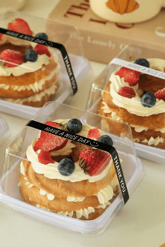 Clear PET Plastic Small Square White Cake Tray With High Lid - TEM IMPORTS™