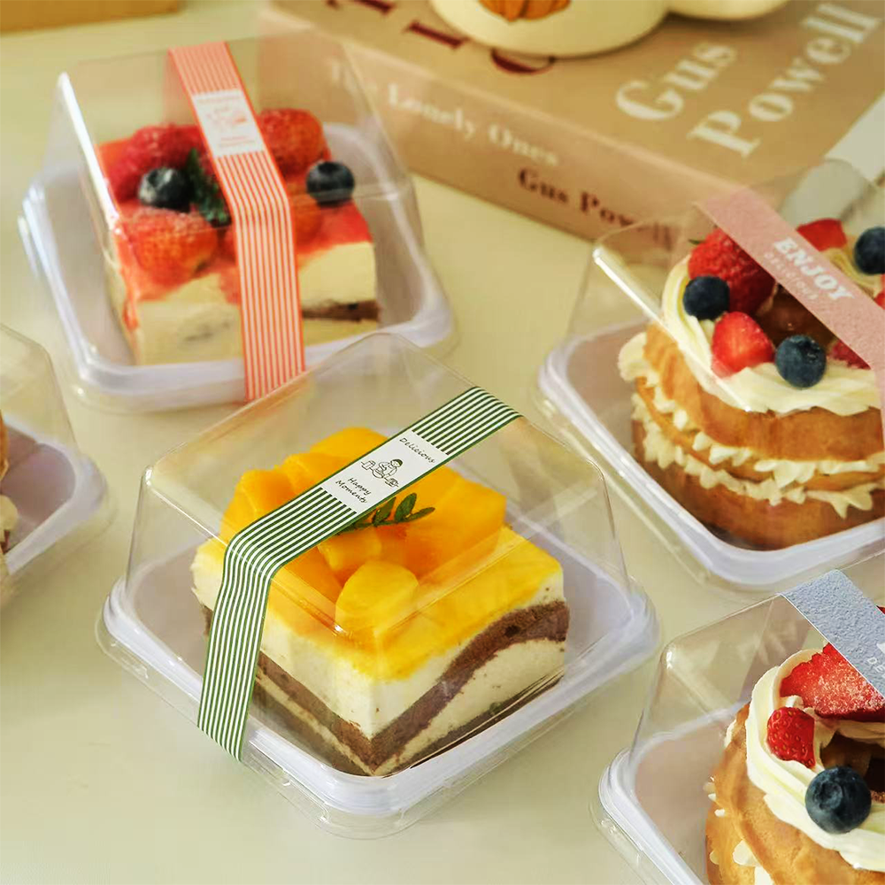 Clear PET Plastic Small Square White Cake Tray With High Lid - TEM IMPORTS™
